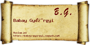 Babay Györgyi névjegykártya